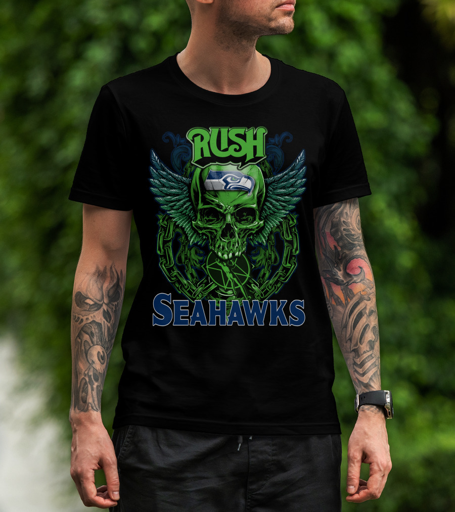 Rush Seattle Seahawks Skull Wing T-Shirt