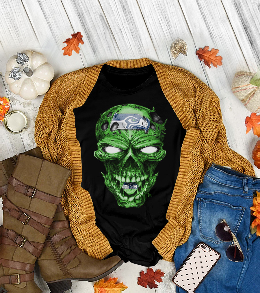 Skull V2 Seattle Seahawks Green Zombie T-Shirt