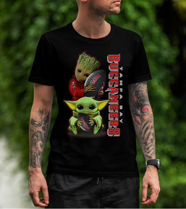 Grzd Tampa Bay Buccaneers Groot Baby Yoda Football T-Shirt