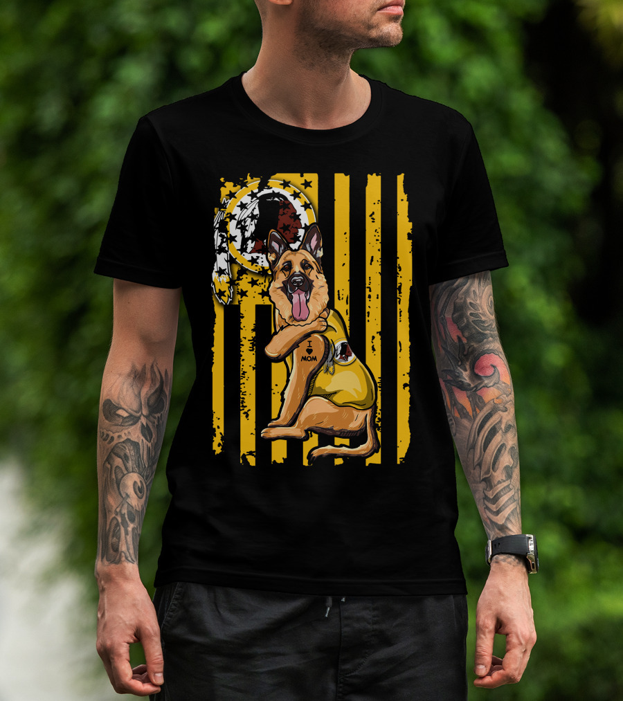 German Shepherd I Love Mom Washington Redskins Fan Style T-Shirt