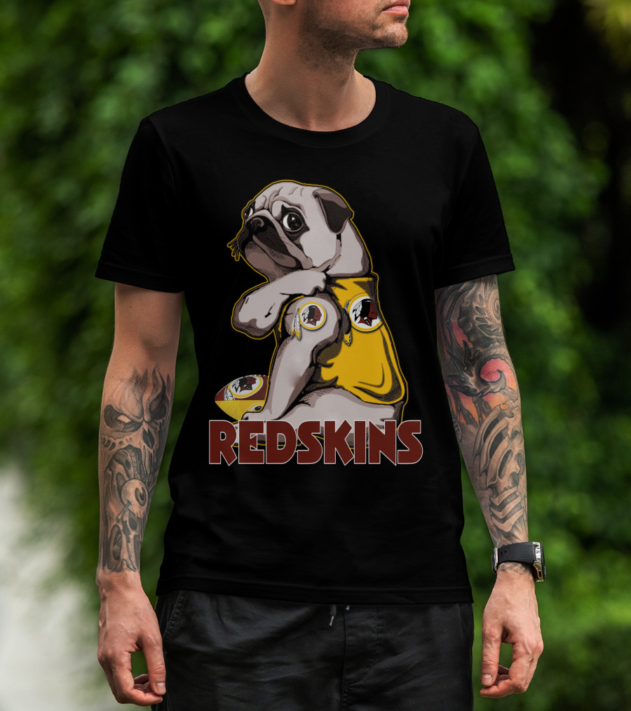 Pug With Washington Redskins T-Shirt