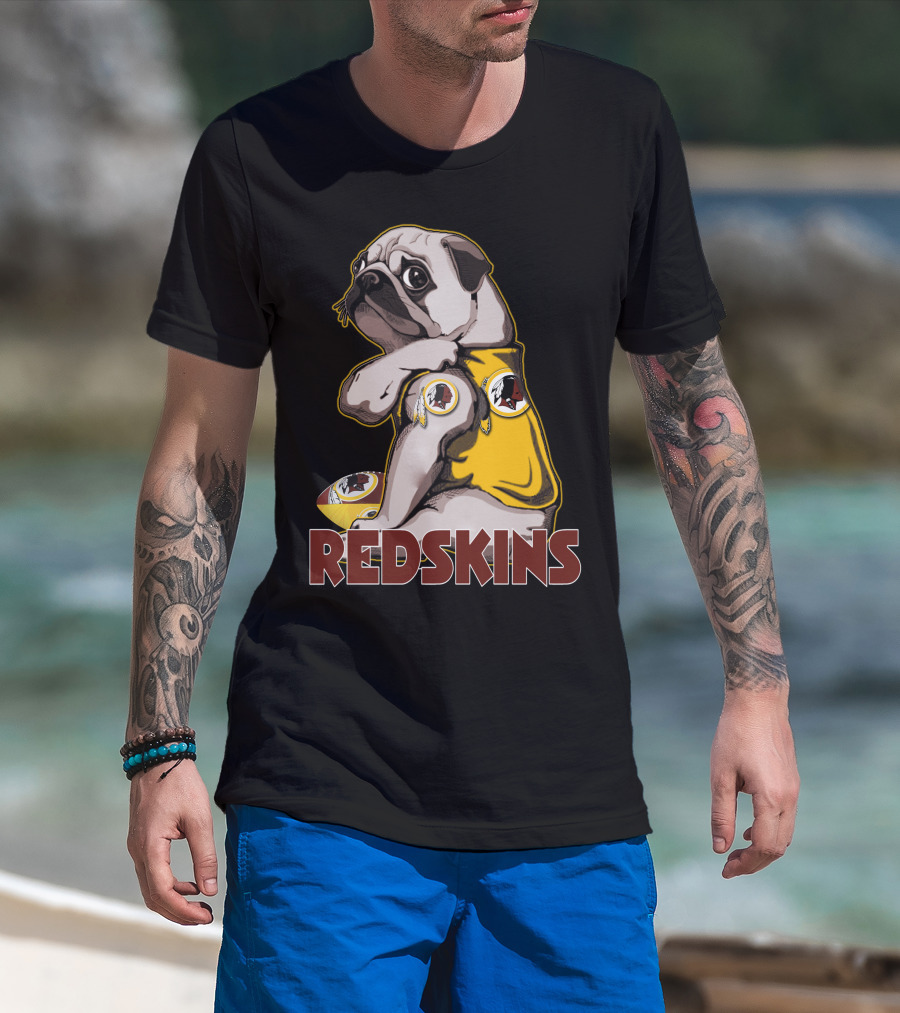 Pug With Washington Redskins T-Shirt