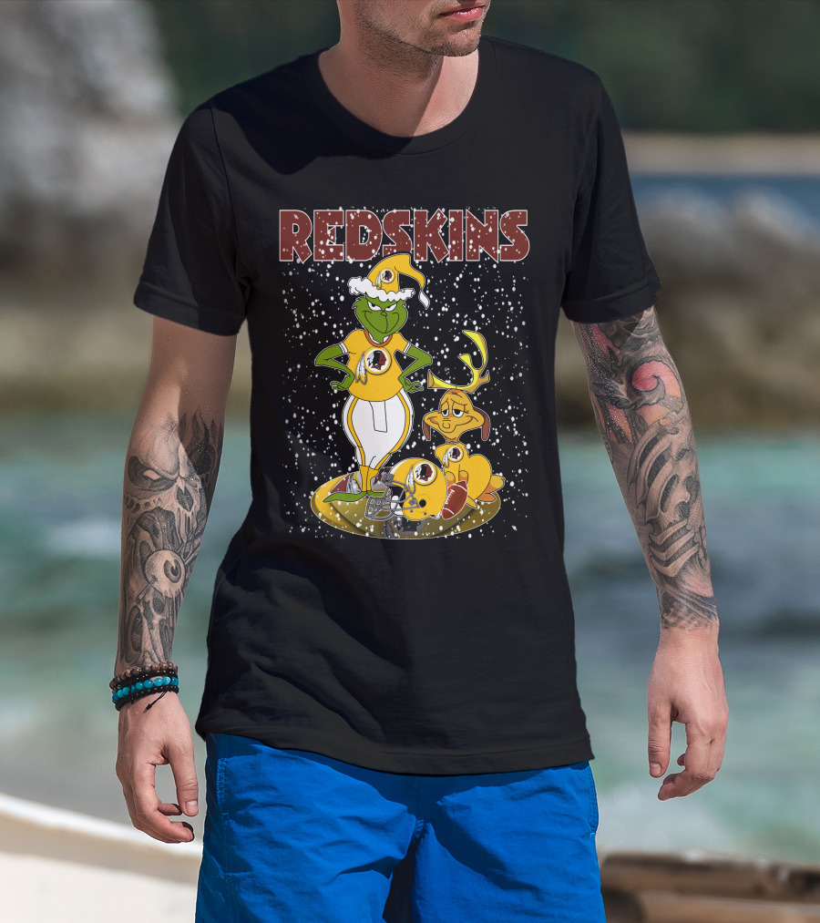 Grinchxmas Redskins Grinch Max Snowfall Football T-Shirt