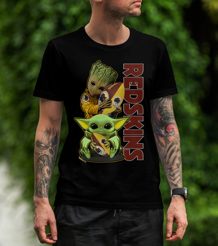 Groot Baby Yoda Washington Redskins Football T-Shirt