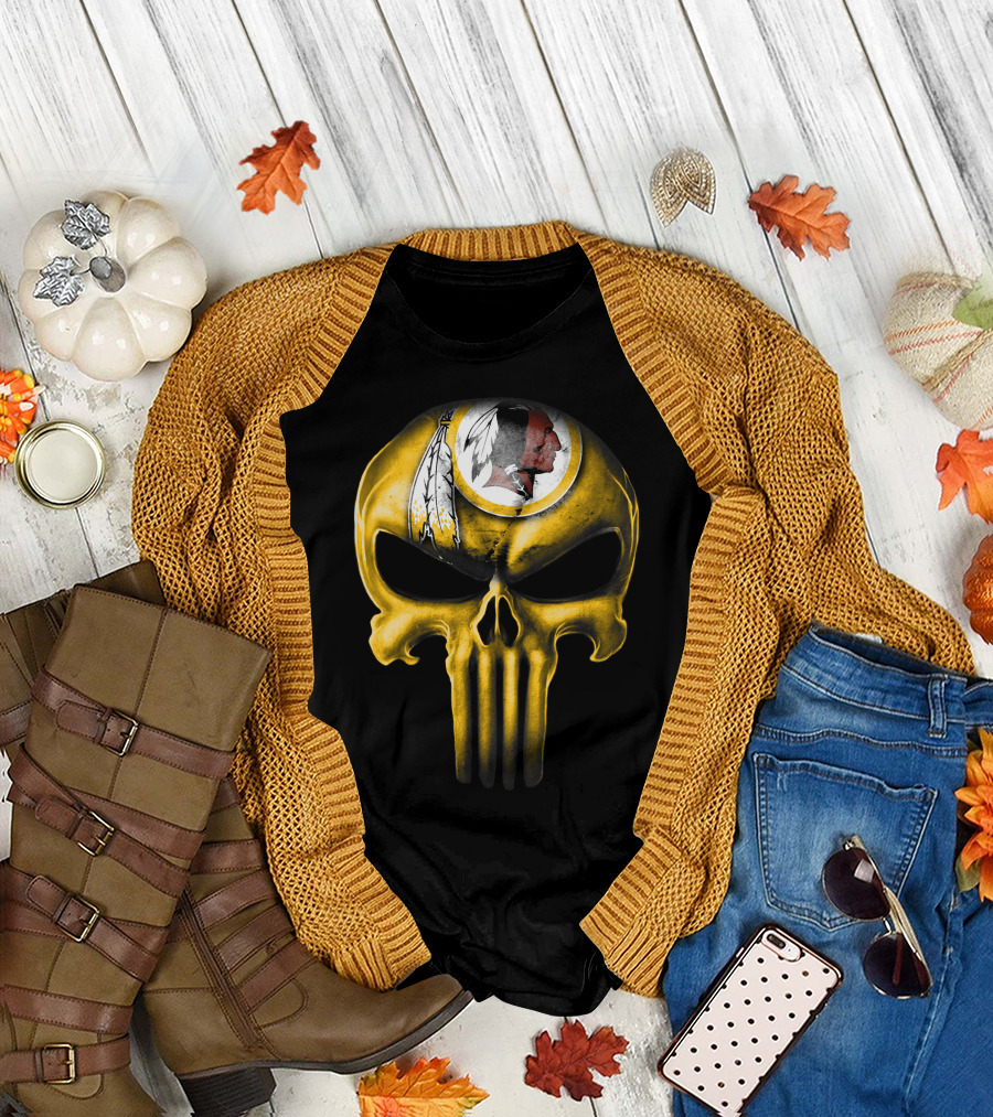 Skull Washington Redskins Logo Iconic Yellow T-Shirt