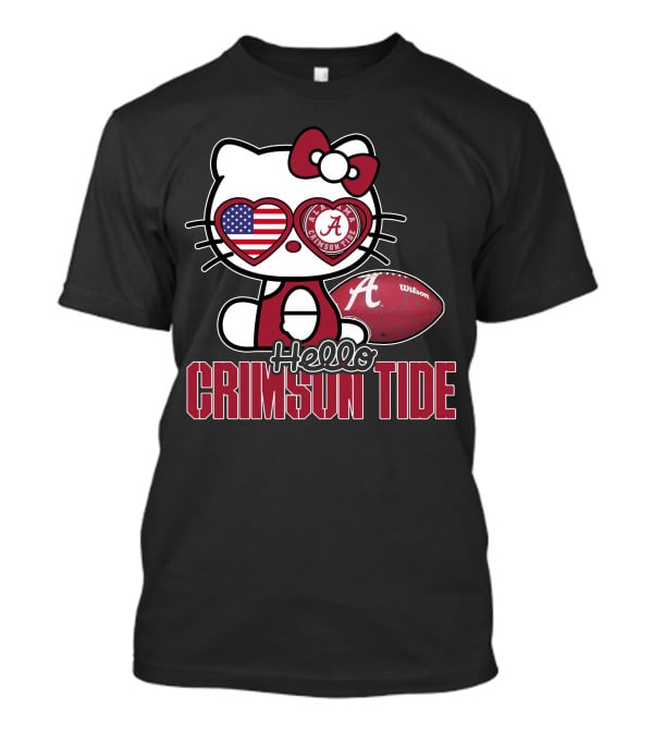 Hello Kitty Alabama Crimson Tide Football Usa Flag T-Shirt