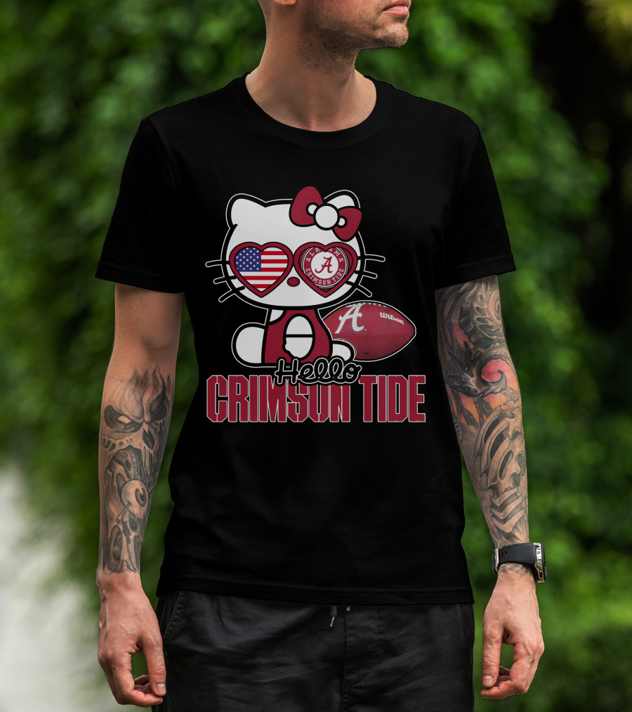 Hello Kitty Alabama Crimson Tide Football Usa Flag T-Shirt