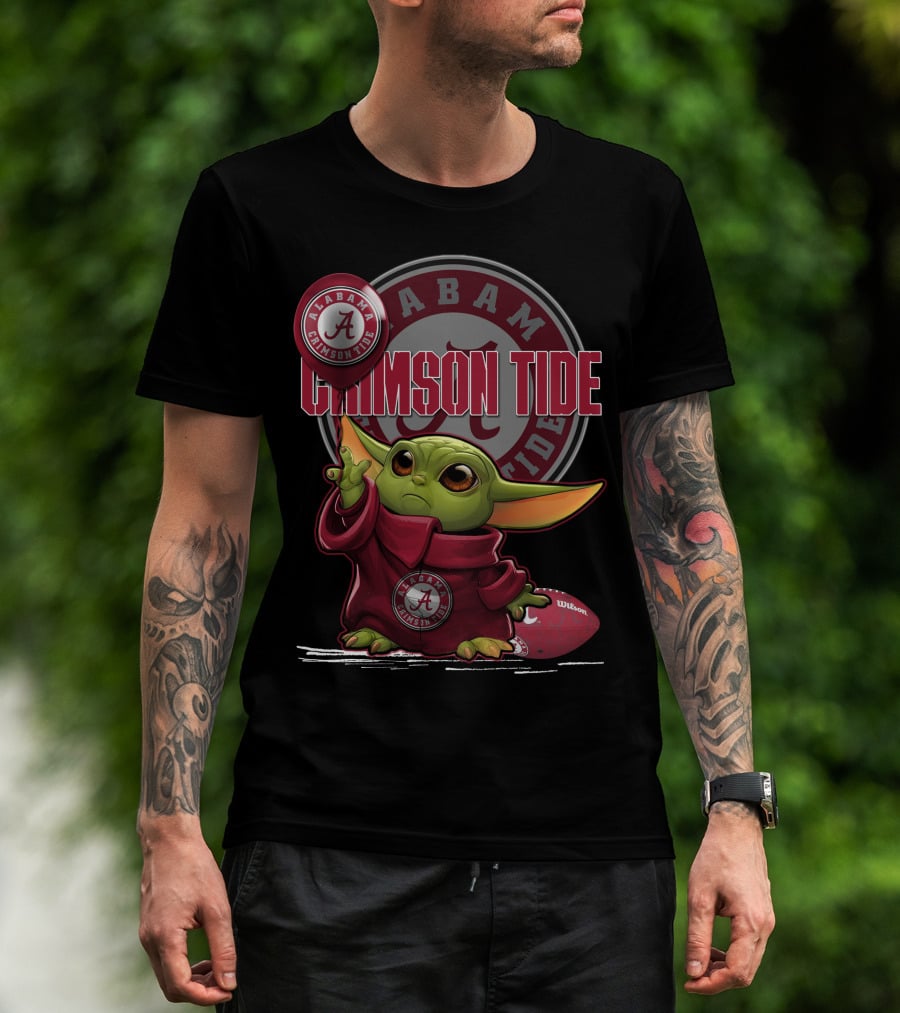 Yoda Alabama Crimson Tide Football Character With Team T-Shirt