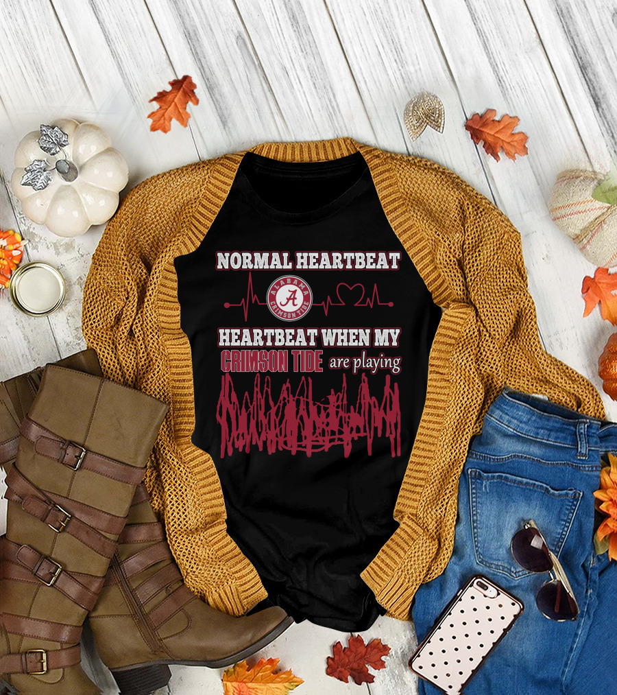 Normal Heartbeat Heartbeat When My Alabama Crimson Tide Are Playing T-Shirt