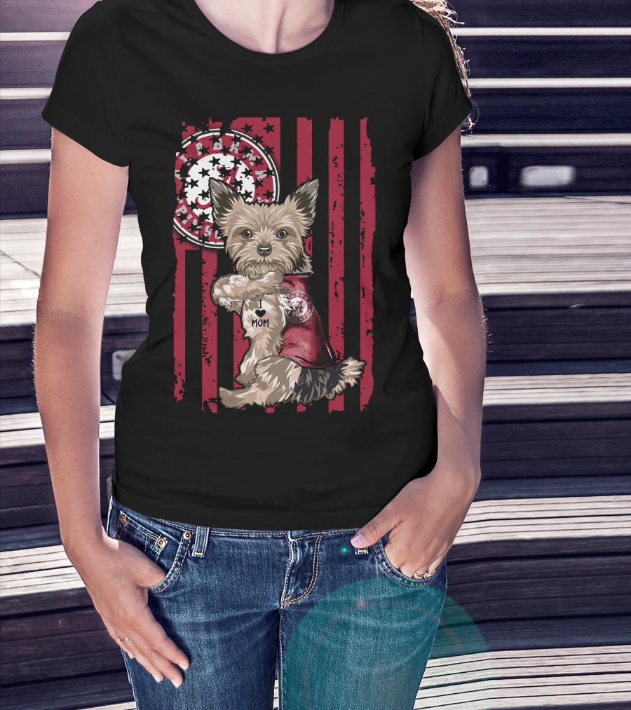 Yorkshire Terrier I Love Mom Alabama Crimson Tide T-Shirt
