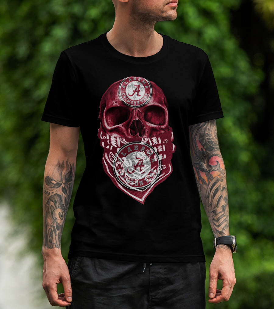 Skull Alabama Crimson Tide Bandana T-Shirt