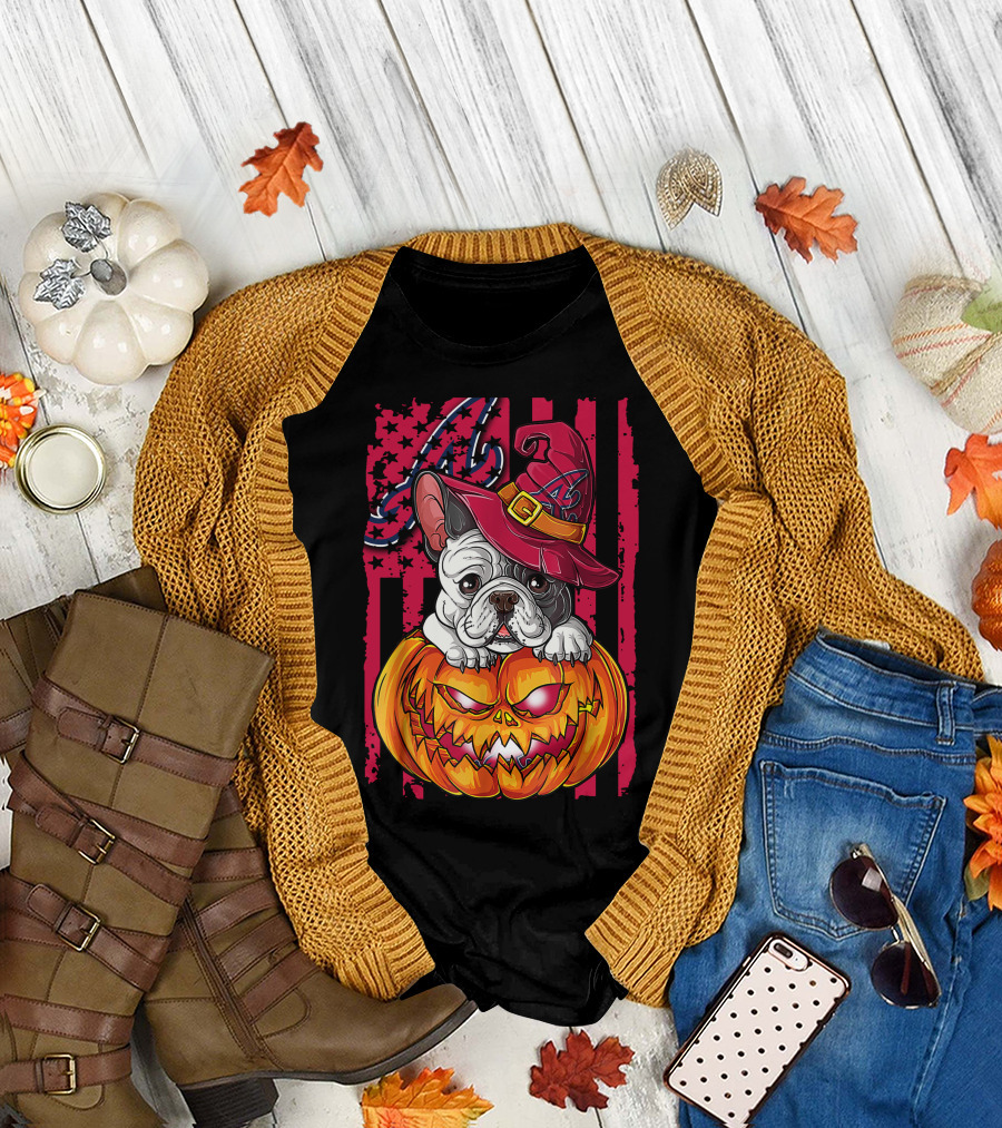 Atlanta Braves Halloween Bulldog Pumpkin T-Shirt