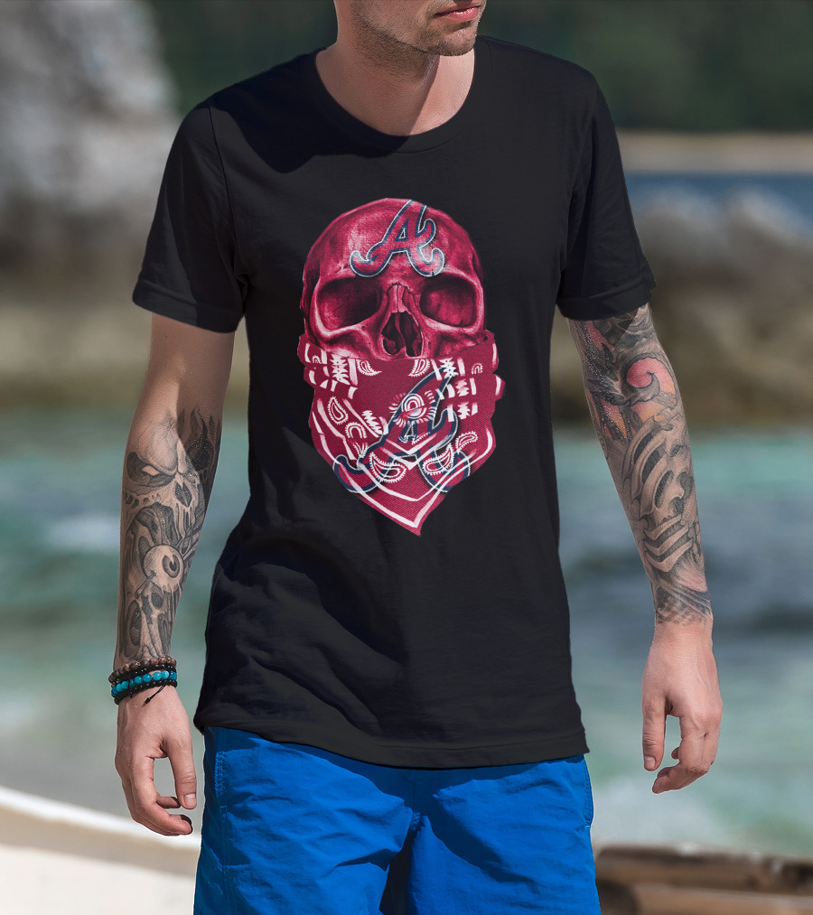 Atlanta Braves Skull Bandana V5 T-Shirt