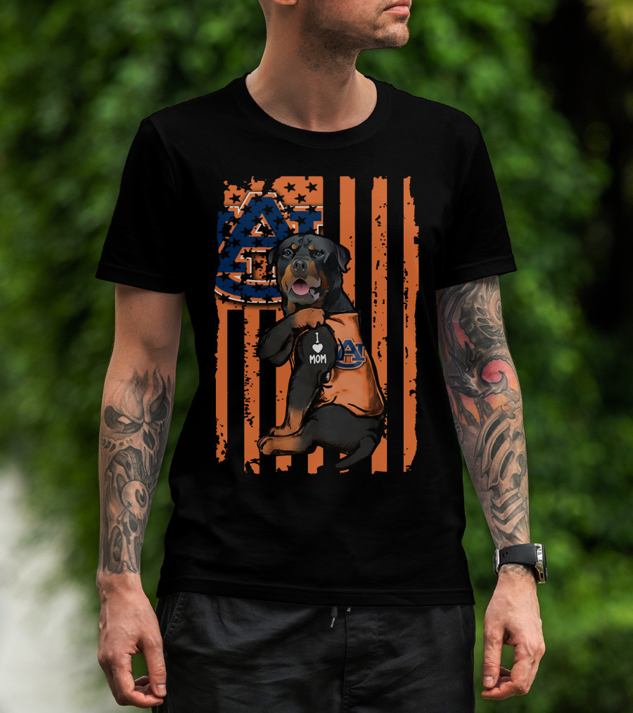 Rottweiler Auburn Tigers I Love Mom T-Shirt