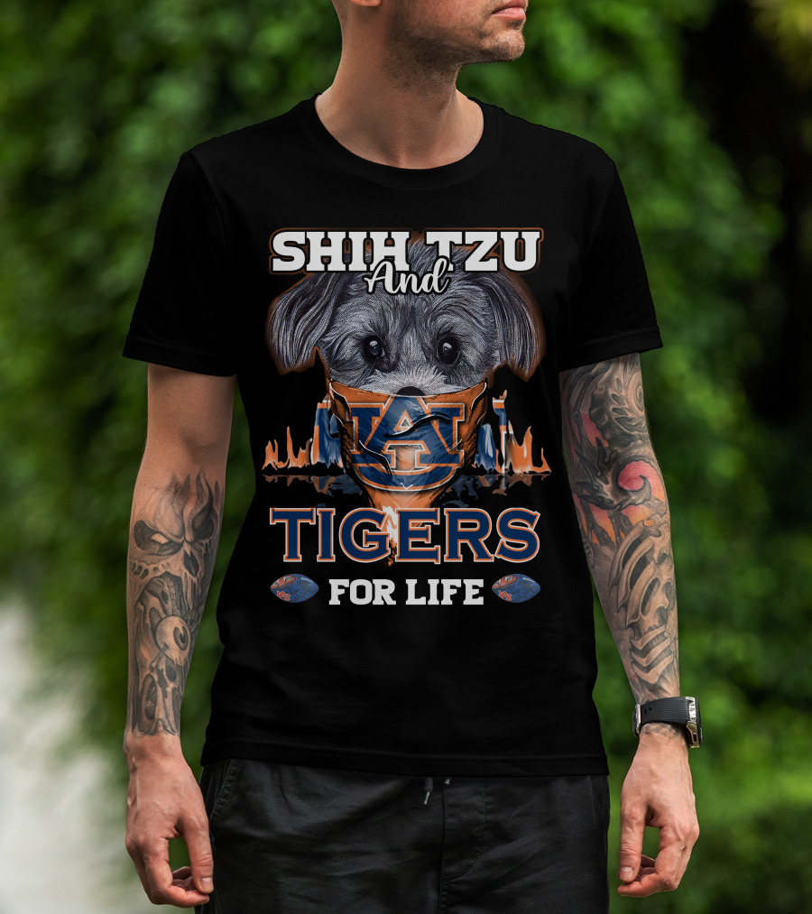 Shih Tzu And Auburn Tigers For Life T-Shirt
