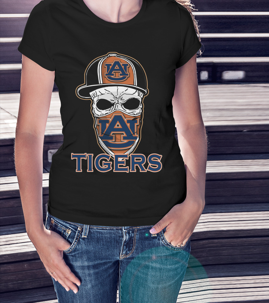 Auburn Tigers Skull With Hat T-Shirt