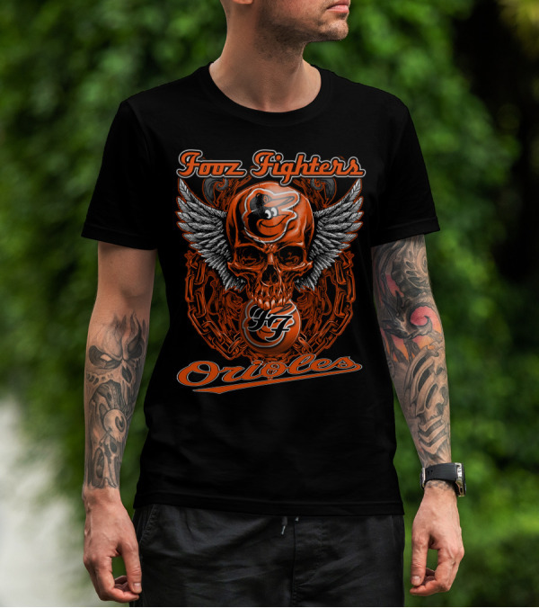 Foo Fighters Baltimore Orioles Skull Wings T-Shirt