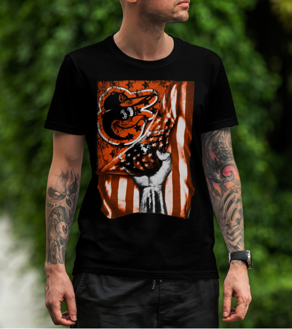 Baltimore Orioles Stars And Stripes Flag T-Shirt