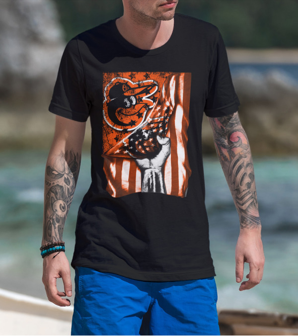 Baltimore Orioles Stars And Stripes Flag T-Shirt