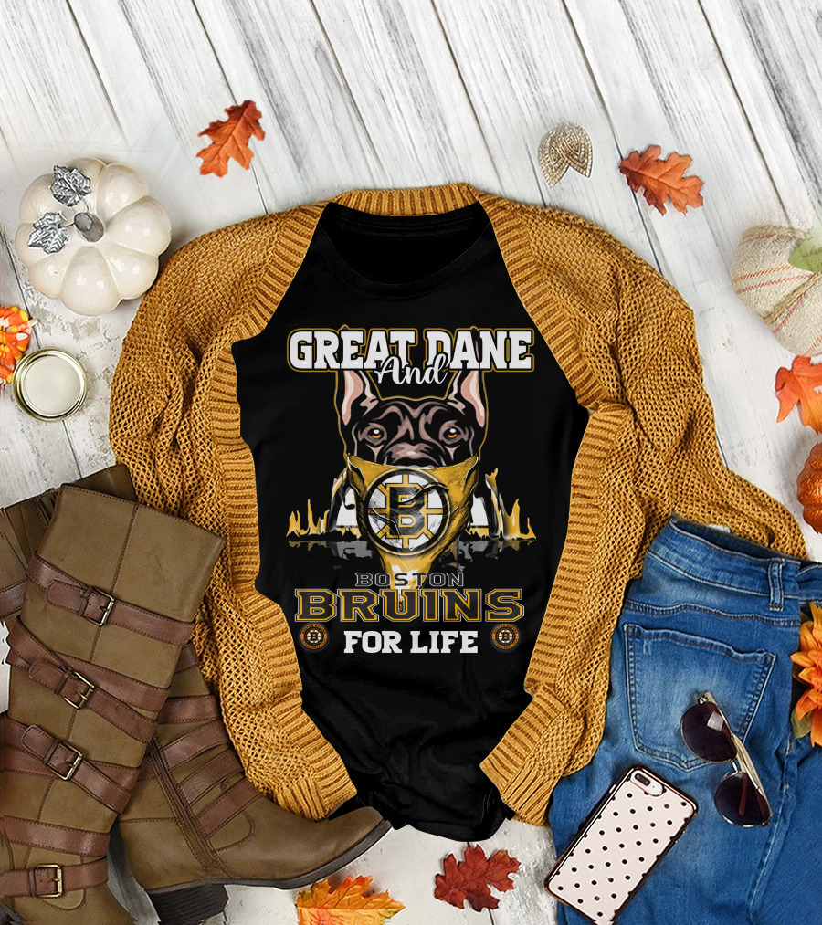 Great Dane and Boston Bruins for Life T-Shirt