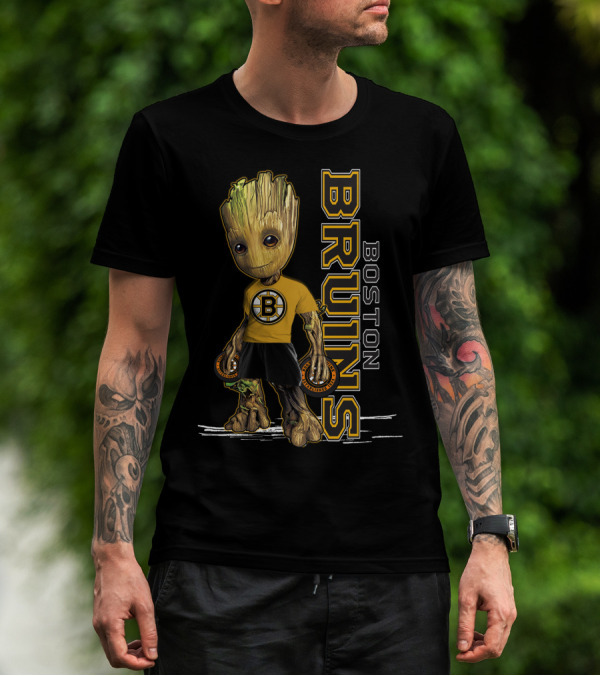 Groot Boston Bruins NHL Hockey Character Crossover T-Shirt