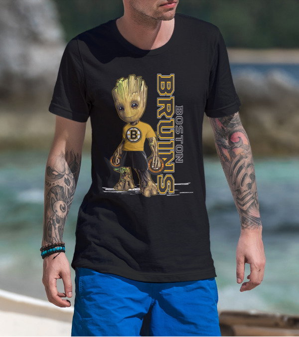 Groot Boston Bruins NHL Hockey Character Crossover T-Shirt