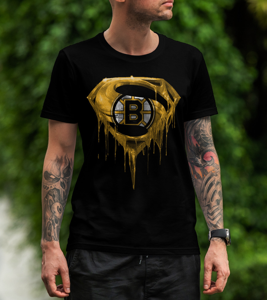 Boston Bruins Dripping Gold Superman T-Shirt