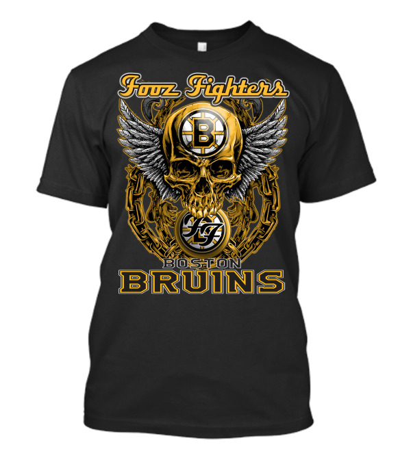 Fooz Fighters Boston Bruins Skull Wings T-Shirt