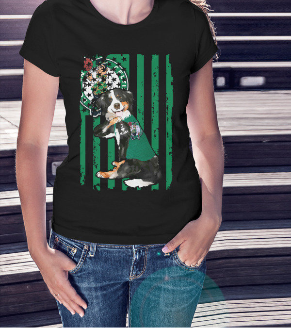 Border Collie I Love Mom Boston Celtics T-Shirt