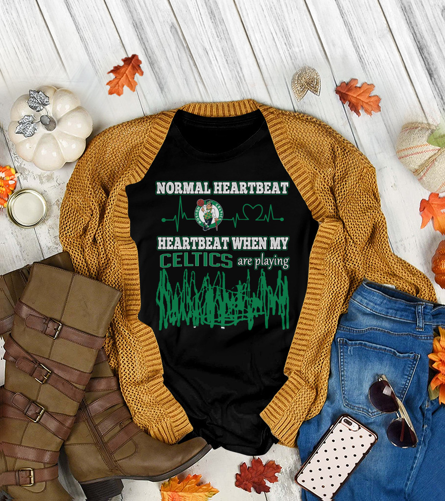 Normal Heartbeat Heartbeat When My Celtics Are Playing Boston Celtics T-Shirt
