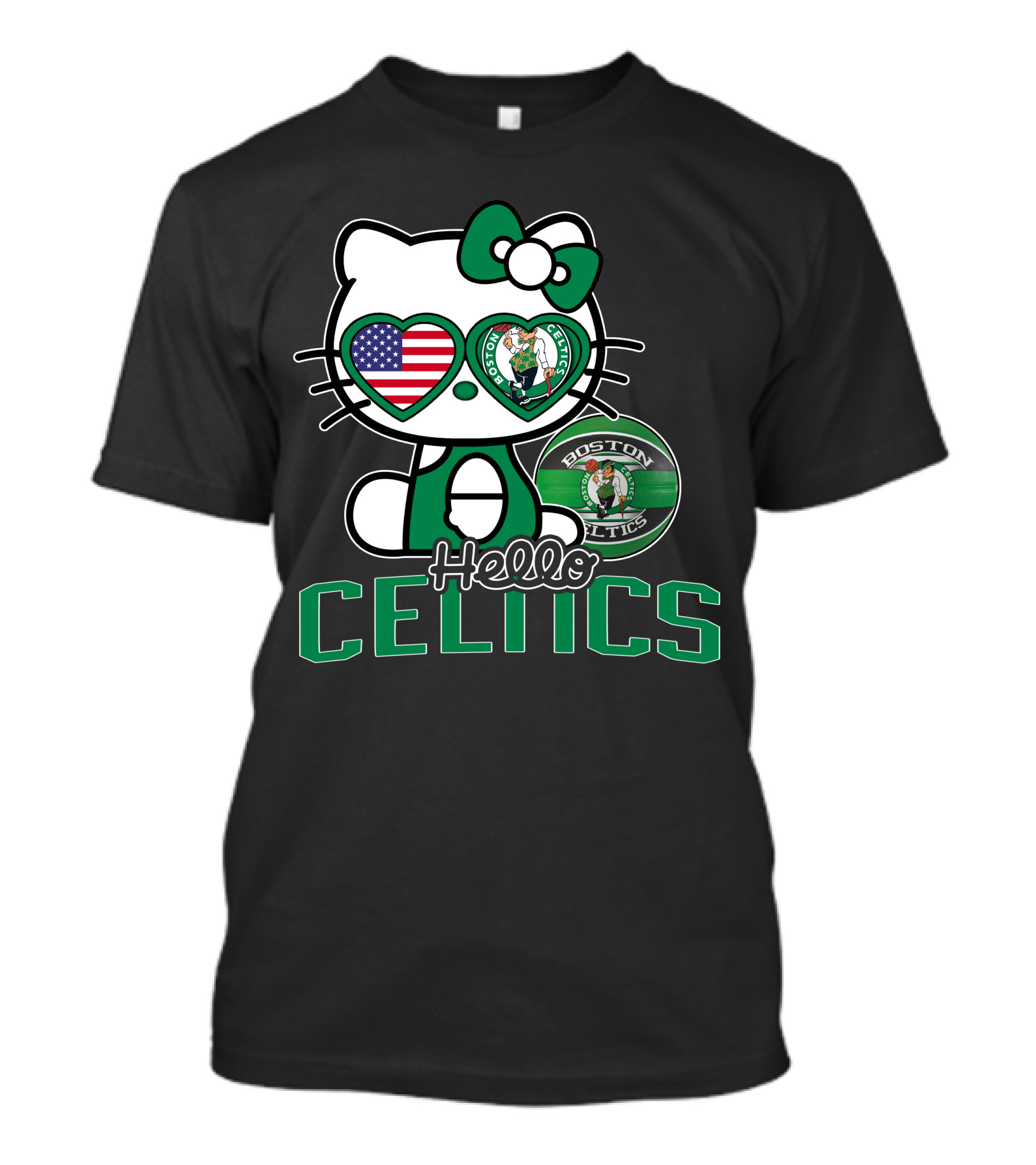 Hello Kitty Boston Celtics USA Heart Patch T-Shirt