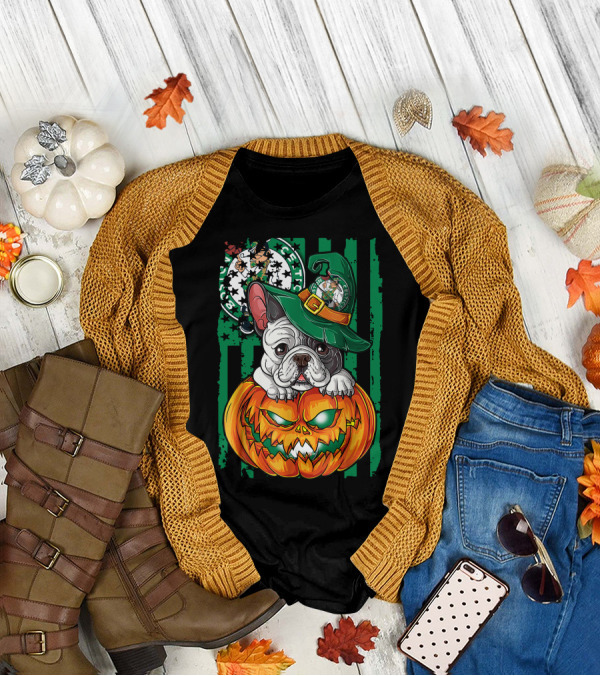 Bulldog Halloween Boston Celtics Pumpkin Hat T-Shirt