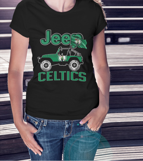 Jeep Celtics Boston Basketball Flag T-Shirt