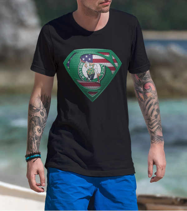 Boston Celtics American Flag Shield Logo Spm T-Shirt