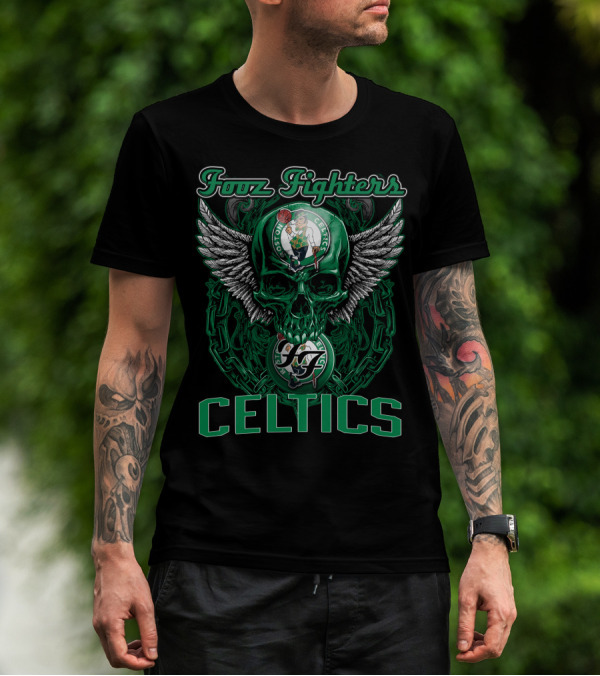 Foo Fighters Boston Celtics Winged Skull T-Shirt