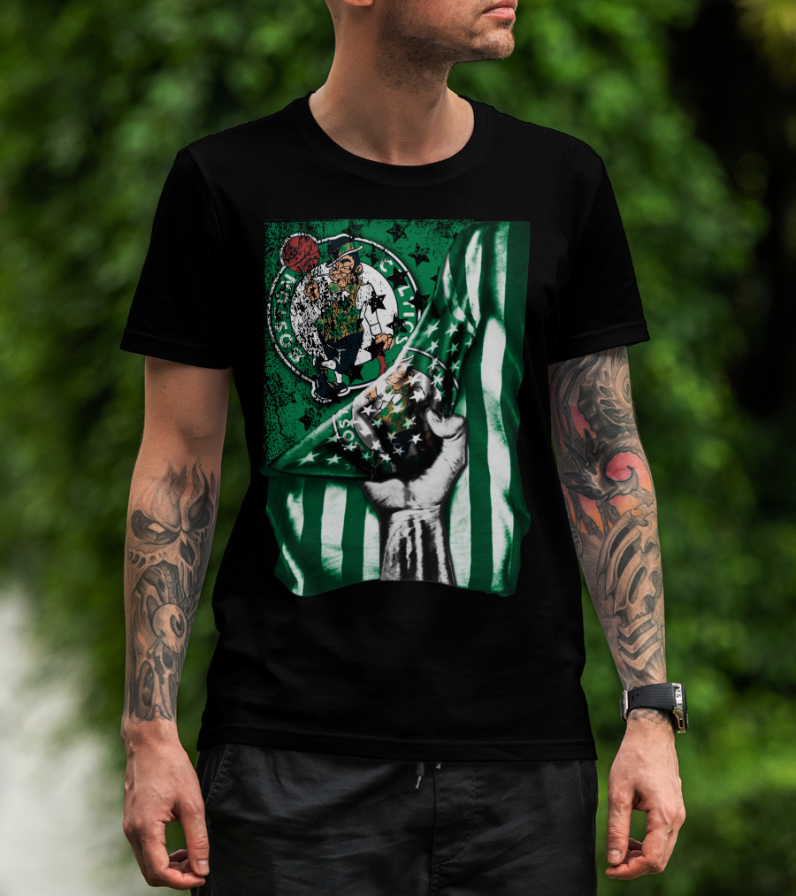 Flag Boston Celtics Hand Holding Logo T-Shirt
