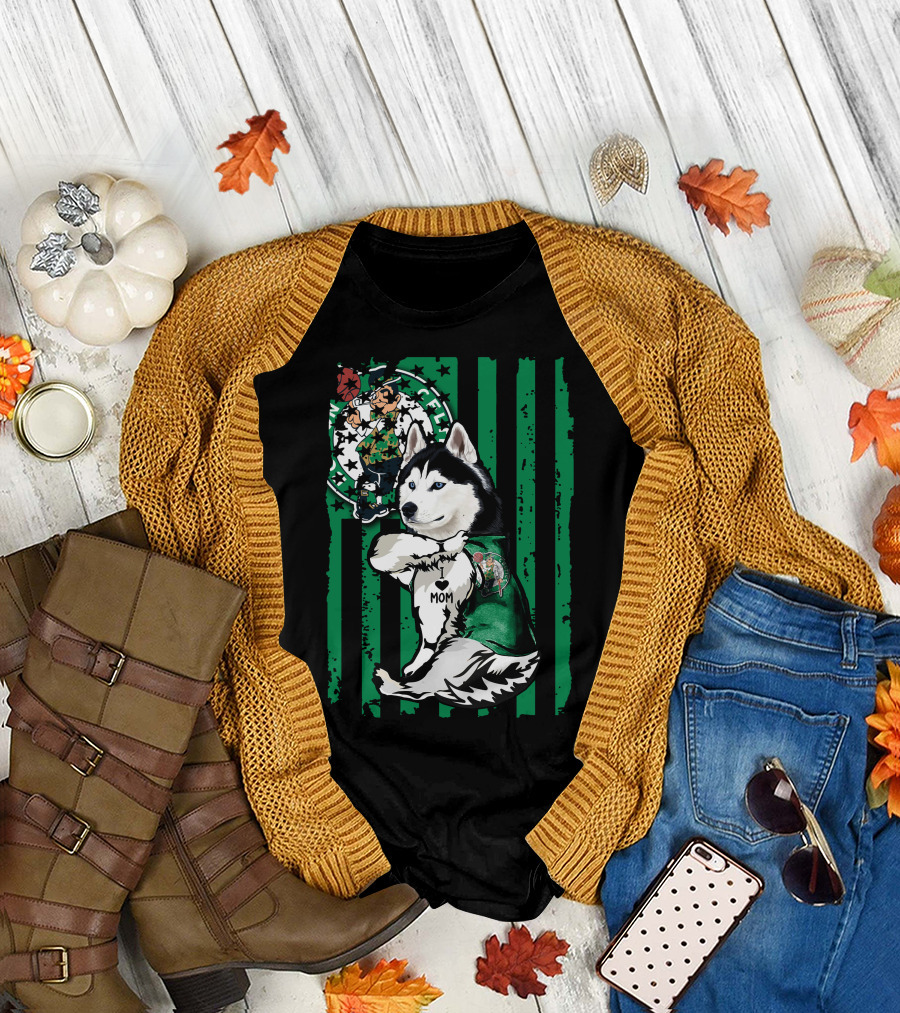 Boston Celtics Siberian Husky Mom Fan T-Shirt