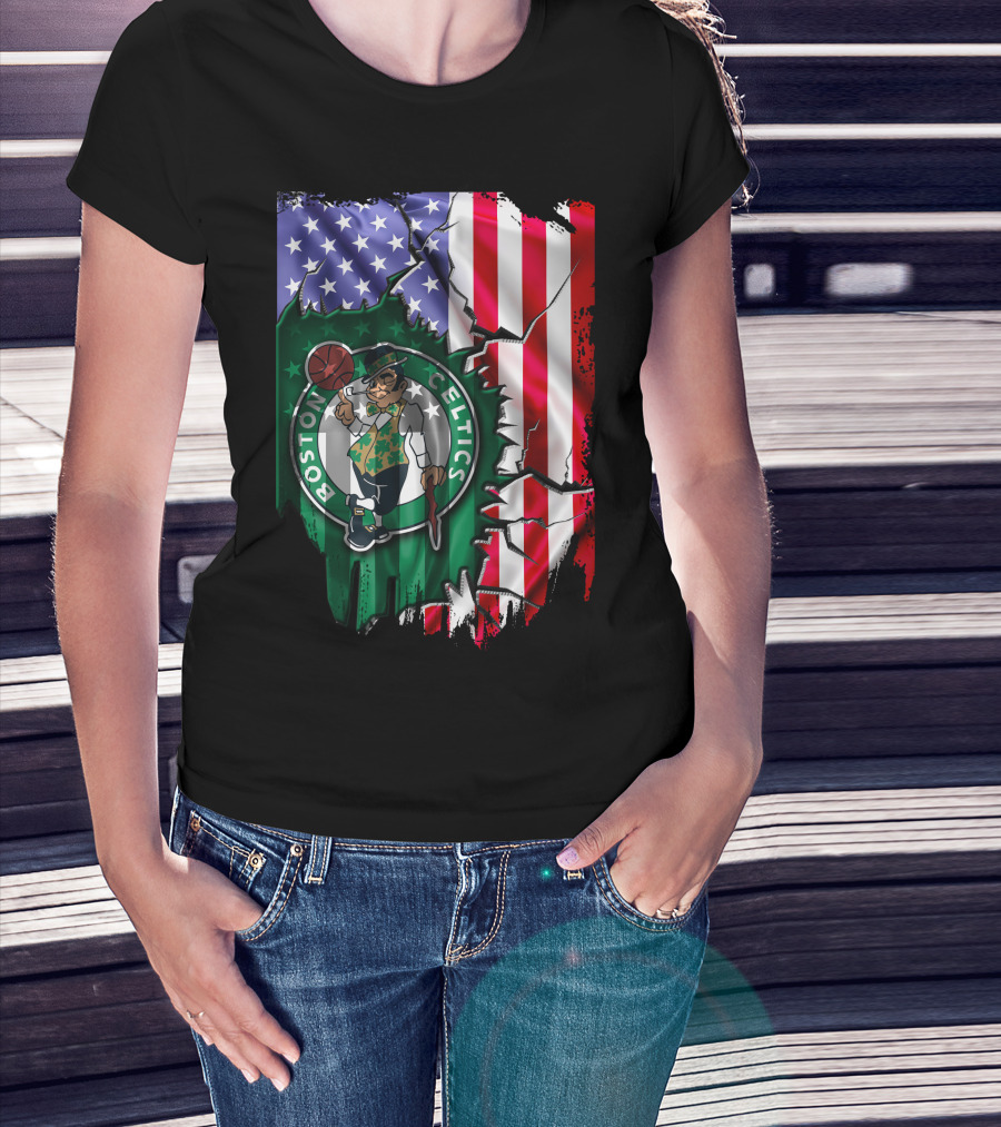 American Flag Boston Celtics T-Shirt