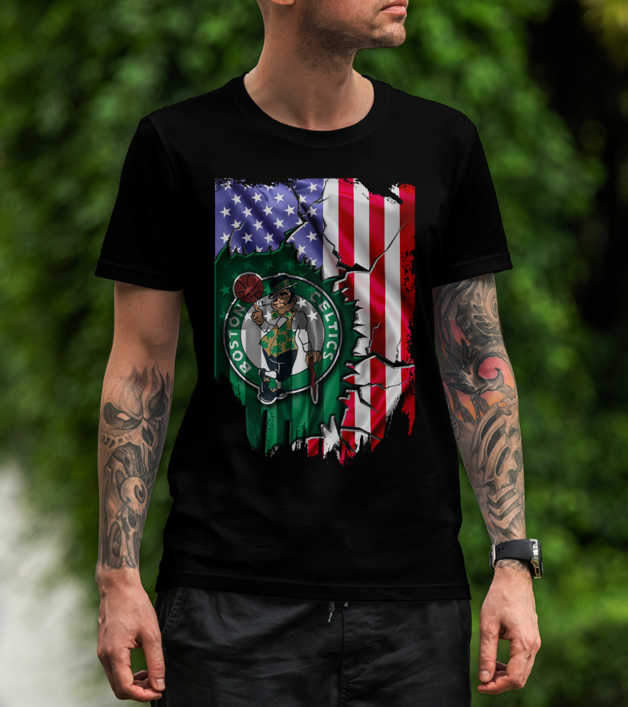 American Flag Boston Celtics T-Shirt