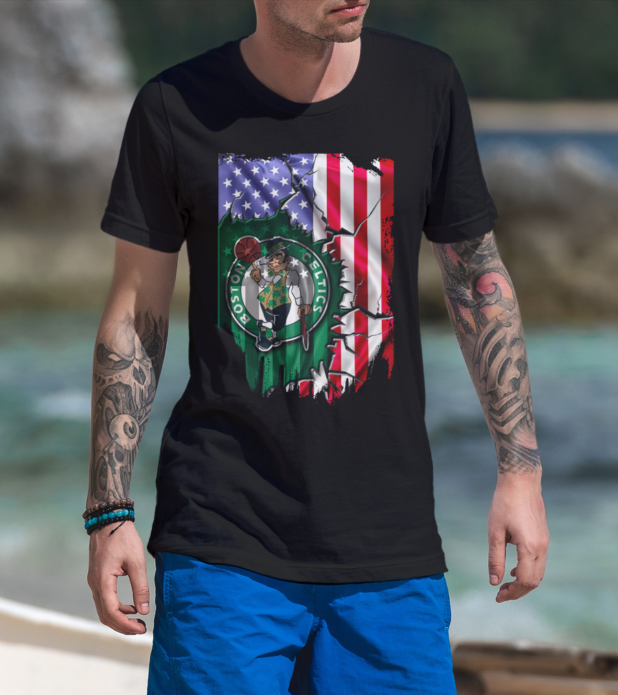 American Flag Boston Celtics T-Shirt