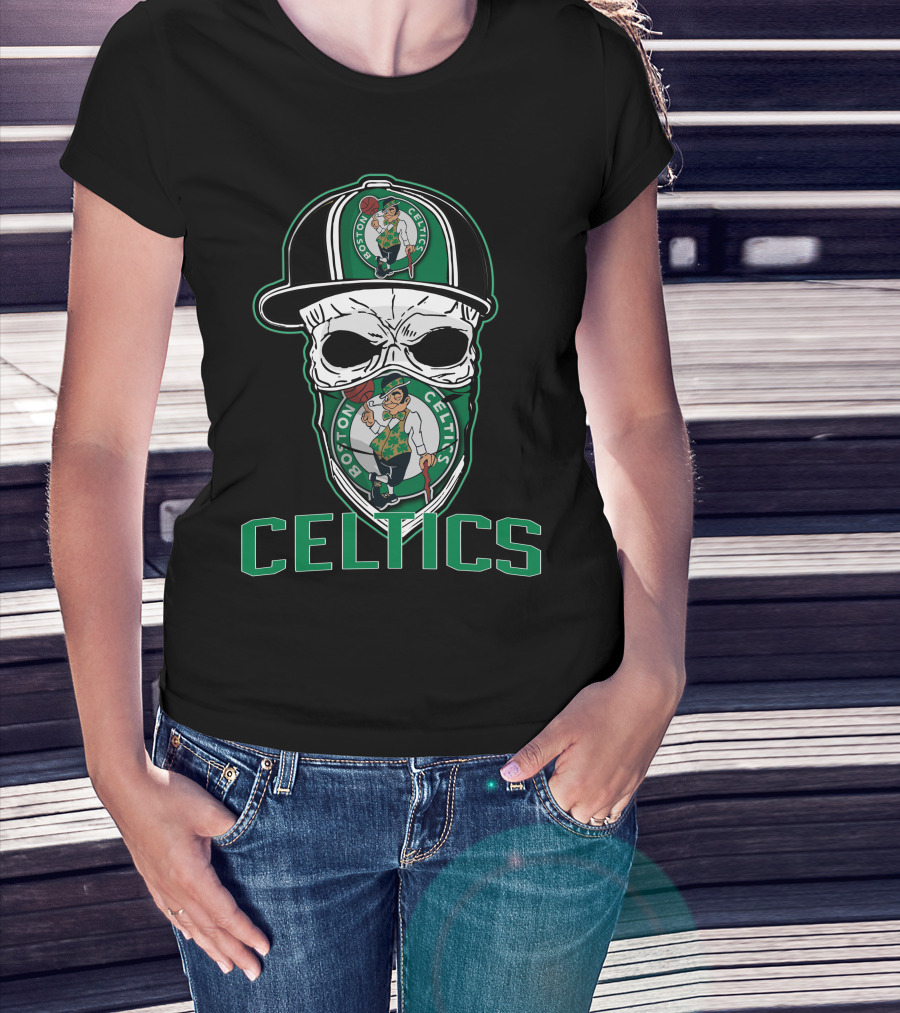 Boston Celtics Skull Hat T-Shirt