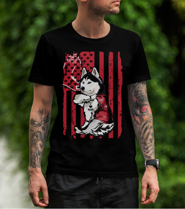Siberian Husky Boston Red Sox I Love Mom T-Shirt