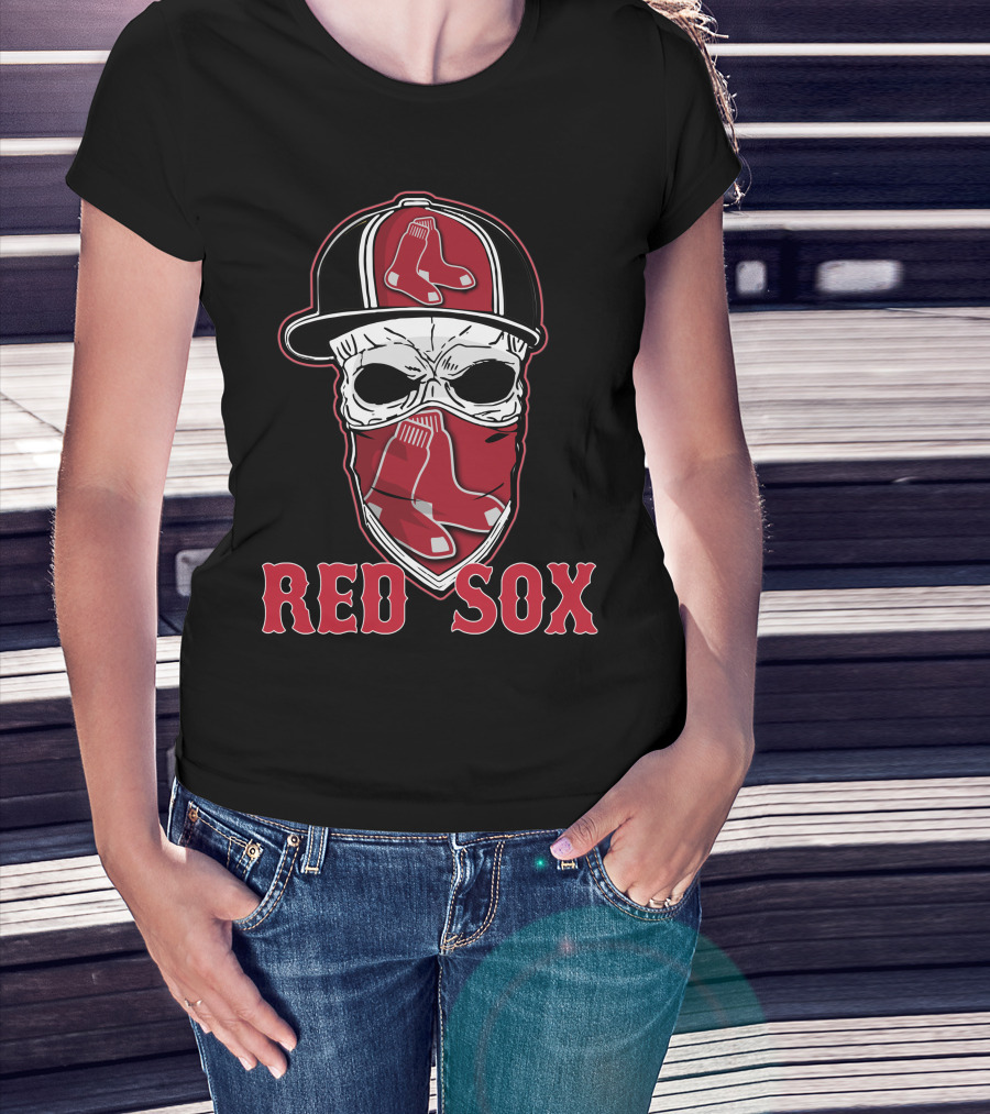 Boston Red Sox Skull Hat Design With Sox T-Shirt