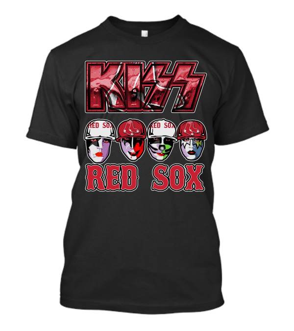 KISS Boston Red Sox Faces In Makeup And Hats T-Shirt