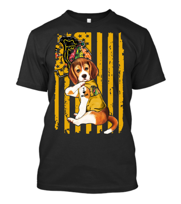 Beagle I Love Mom Chicago Blackhawks T-Shirt