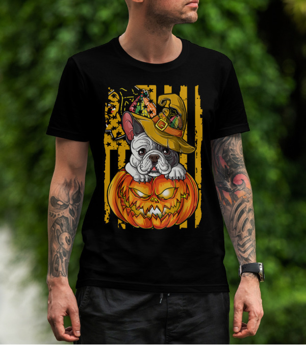 Hlw Bulldog Halloween Pumpkin Chicago Blackhawks T-Shirt