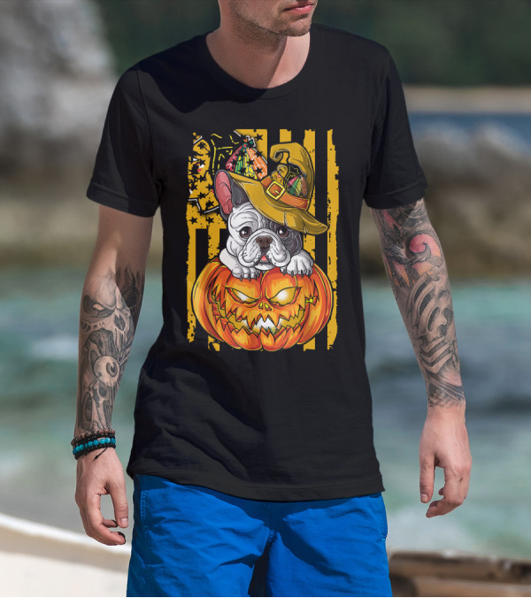 Hlw Bulldog Halloween Pumpkin Chicago Blackhawks T-Shirt