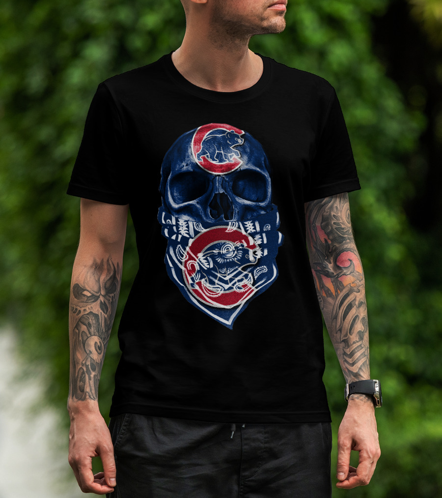 Chicago Cubs Skull Bandana Bear T-Shirt