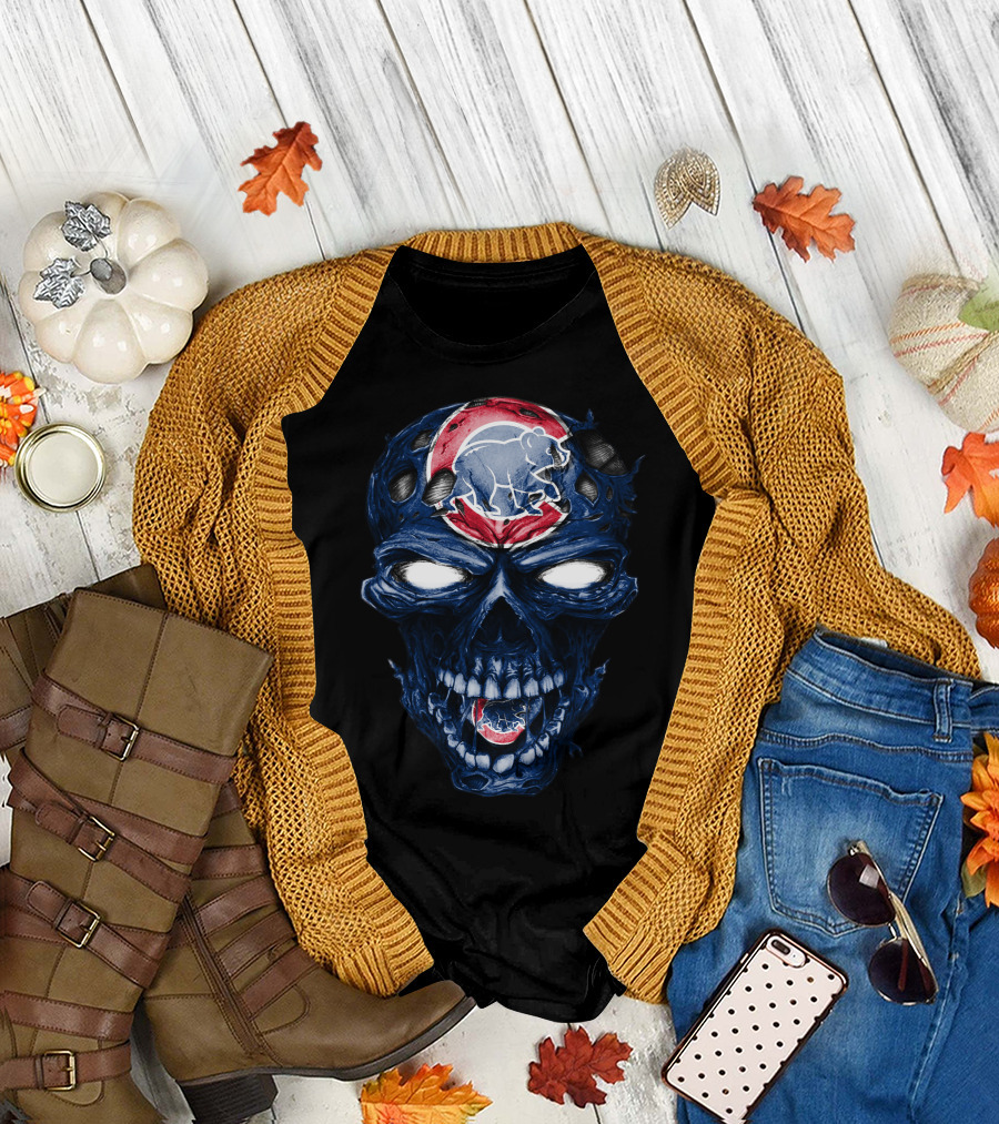 Chicago Cubs Skull Bear Emblem T-Shirt