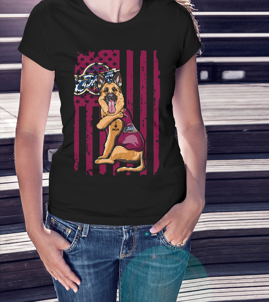 German Shepherd Cleveland Cavaliers Logo Tattoo I Mom T-Shirt